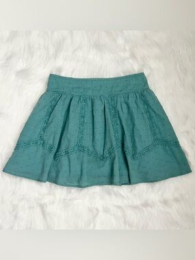 Wet Seal Teal Green Mini Skirt with Lace Details